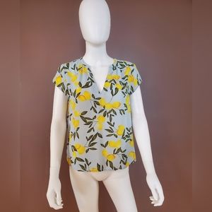 Lemon polyester dress shirt cap sleeve, small.